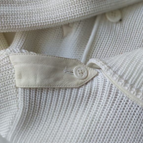 Ralph Lauren Black Label Leather Trimmed Knit Cardigan Size S - Picture 8 of 14